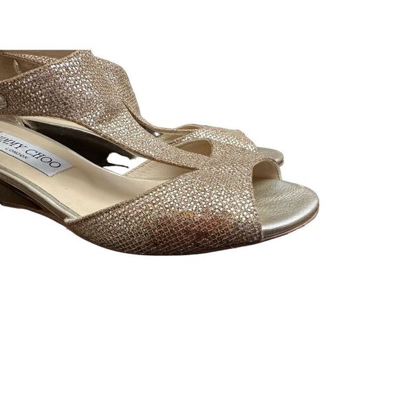 JIMMY CHOO gold glitter T-Strap Sandals size 35 US 4.5 - Picture 3 of 8